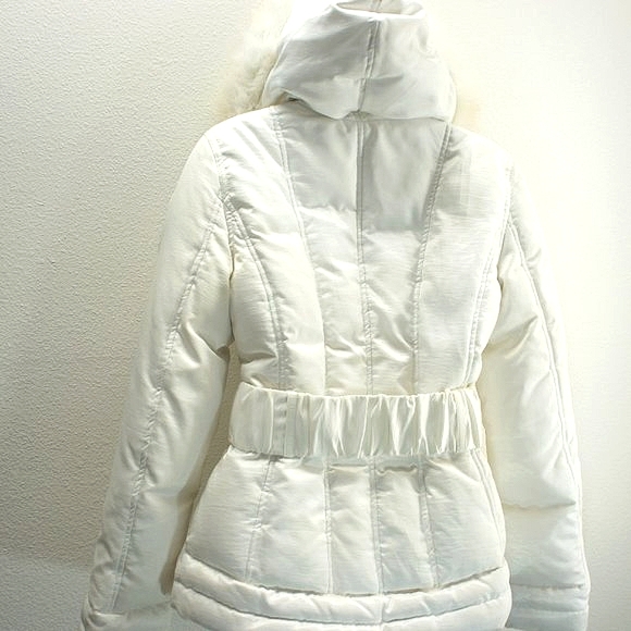 BEBE white down/feather hooded jacket size M - Picture 4 of 4
